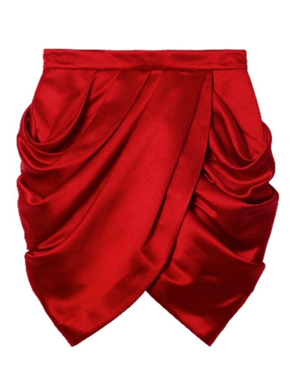 Balmain x H&M Red Draped Silk Tulip Skirt